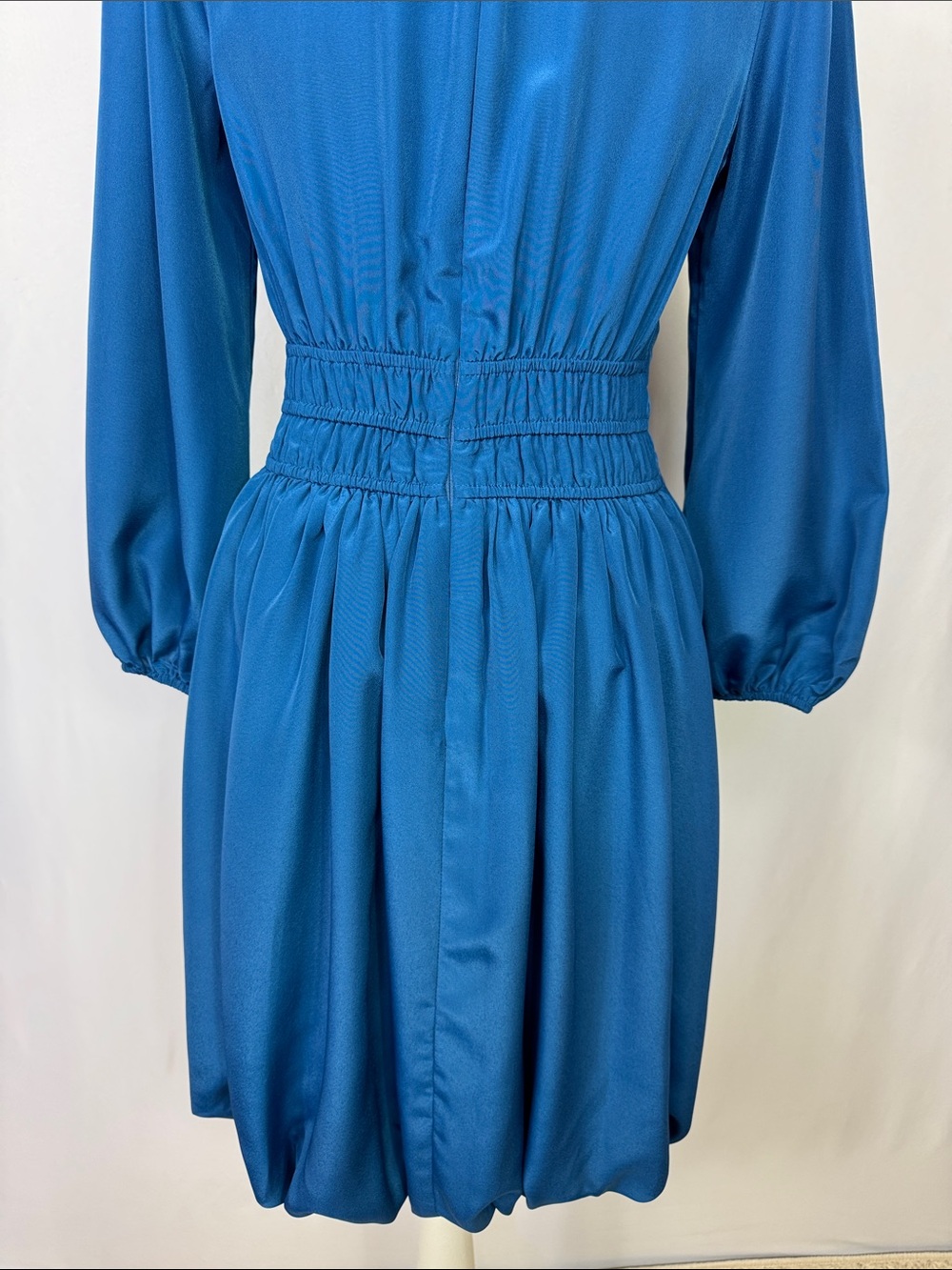 Eliza J Ballon Sleeve Crepe Fit & Flare Dress Size 8 Teal - Picture 12 of 15